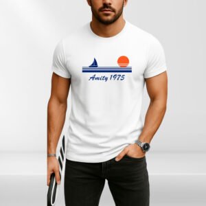 Jaws Amity Island 1975 T-Shirt | Retro Shark Movie Tee | Ultra Soft Vintage Graphic Shirt | Unisex Fan Apparel