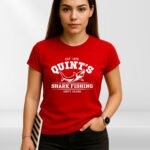 Jaws Quint’s Shark Fishing T-Shirt | Amity Island 1975 Retro Tee | Men’s Shark Hunter Graphic Shirt | Classic Movie Fan Gift