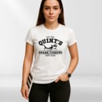 Jaws Quint’s Shark Fishing T-Shirt | Amity Island 1975 Retro Tee | Men’s Shark Hunter Graphic Shirt | Classic Movie Fan Gift