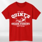 Jaws Quint’s Shark Fishing T-Shirt | Amity Island 1975 Retro Tee | Men’s Shark Hunter Graphic Shirt | Classic Movie Fan Gift