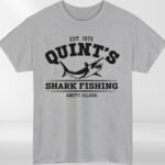 Jaws Quint’s Shark Fishing T-Shirt | Amity Island 1975 Retro Tee | Men’s Shark Hunter Graphic Shirt | Classic Movie Fan Gift