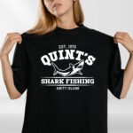 Jaws Quint’s Shark Fishing T-Shirt | Amity Island 1975 Retro Tee | Men’s Shark Hunter Graphic Shirt | Classic Movie Fan Gift