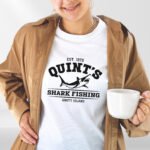Jaws Quint’s Shark Fishing T-Shirt | Amity Island 1975 Retro Tee | Men’s Shark Hunter Graphic Shirt | Classic Movie Fan Gift