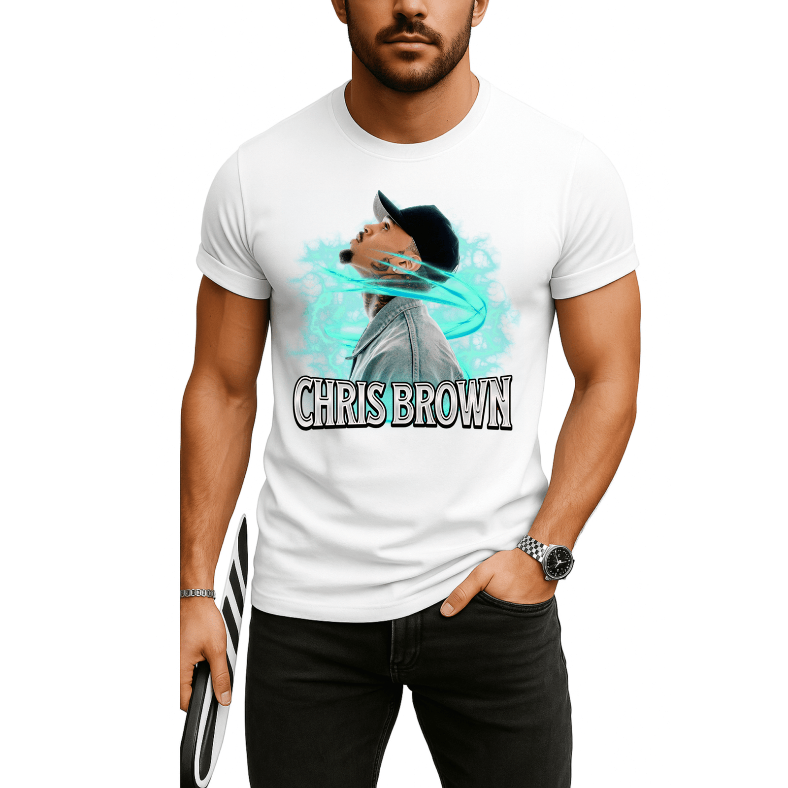 Chris Brown Electric Energy Graphic T-Shirt – Navy Blue