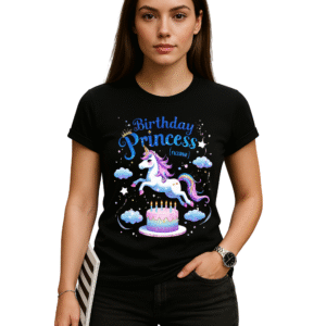Unicorn Birthday Princess T-Shirt – Personalized Magical Birthday Shirt for Girls