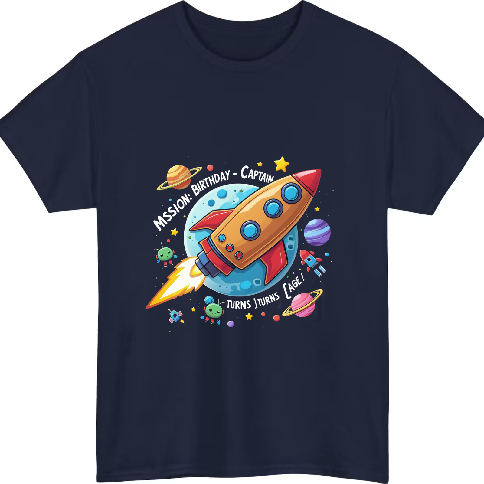 Mission Birthday Rocket T-Shirt – Custom Kids Space Birthday Shirt with Name and Age