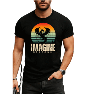Imagine Dragons Vintage Sunset Dragon T-Shirt – Retro Band Graphic Tee for Fans