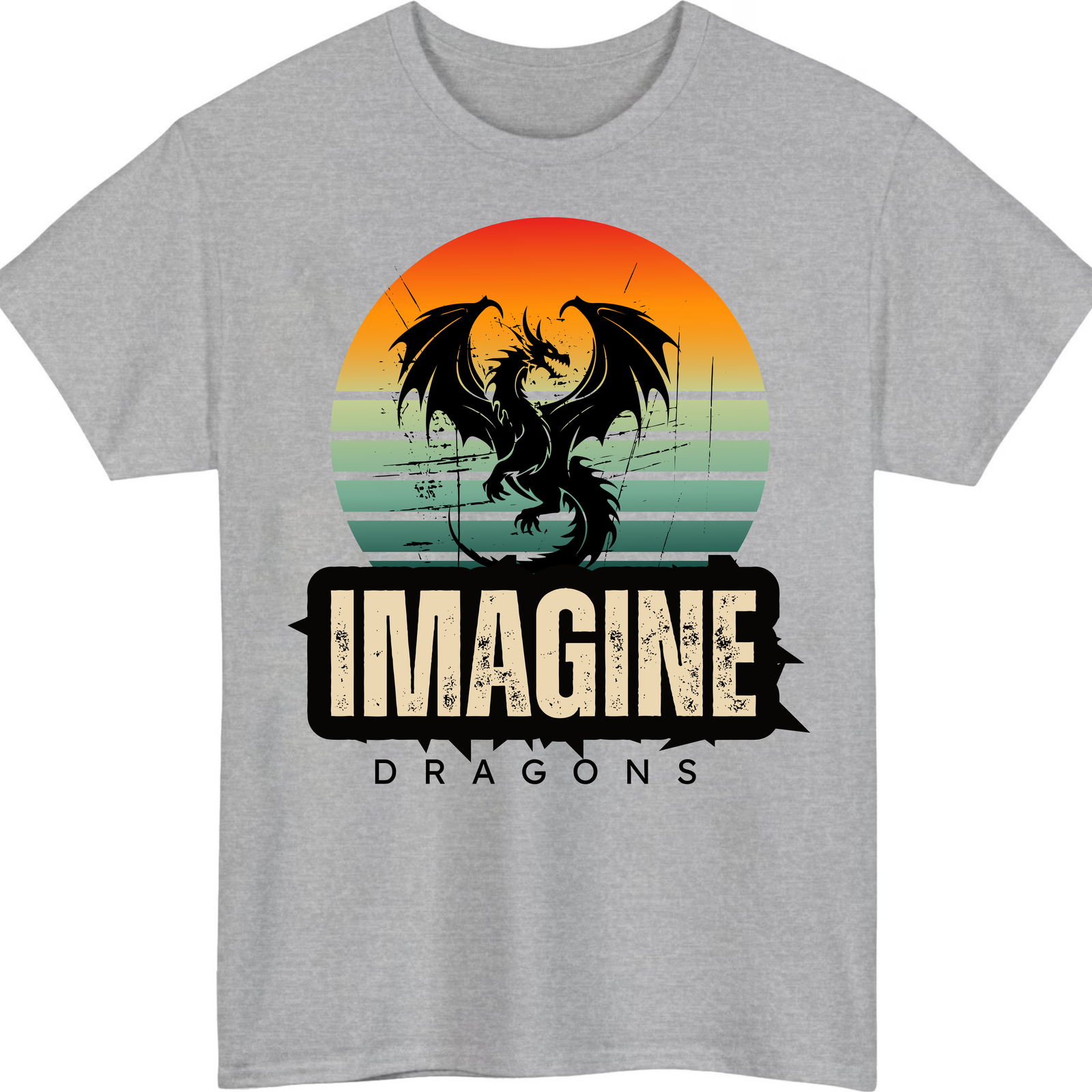Imagine Dragons Vintage Sunset Dragon T-Shirt – Retro Band Graphic Tee for Fans